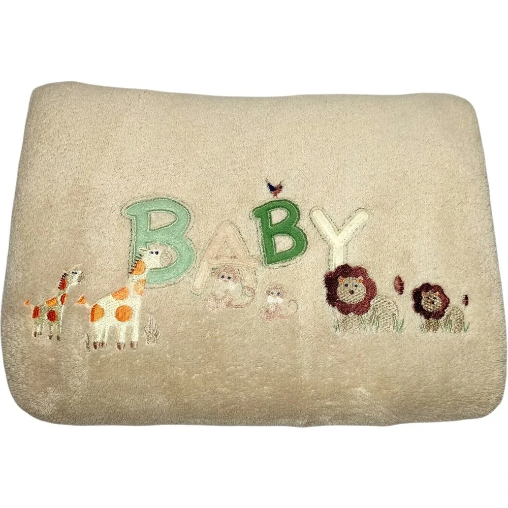 Northpoint BABY Tan Brown Fleece Blanket Lion Giraffe Monkey Jungle Safari Lovey